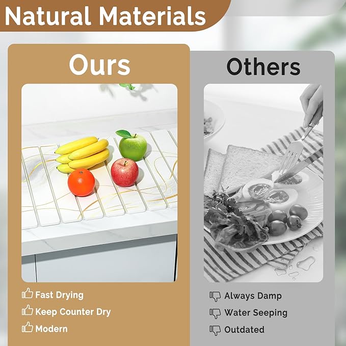 Large Stone Dish Drying Mat for Kitchen Counter, Water Absorbing Diatomaceous - Image 7