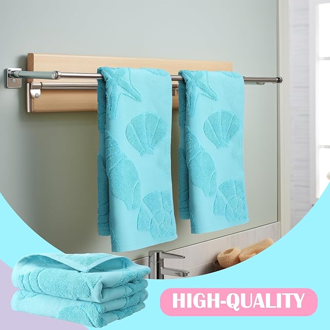 2 Pcs Coastal Hand Towels for Bathroom Ocean Beach Coastal Hand Towels 100% - Image 2
