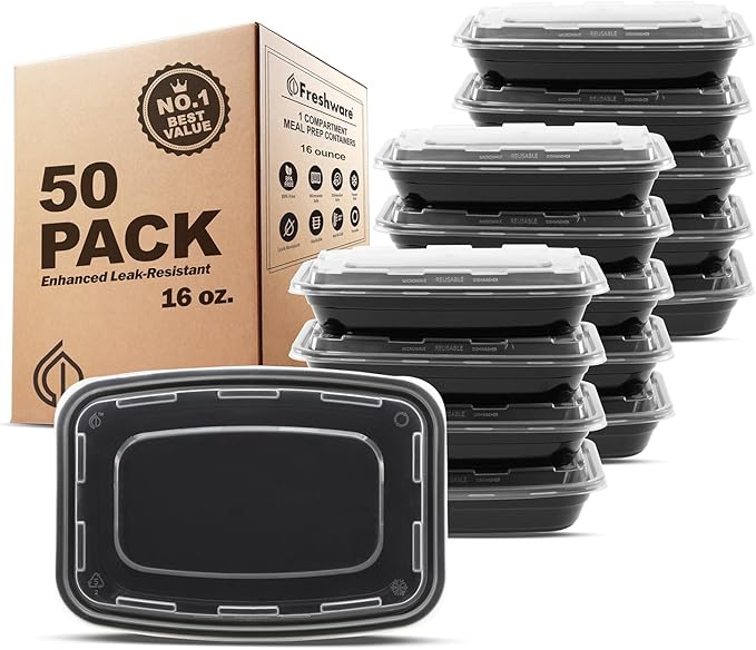 Freshware Meal Prep Containers 1 Compartment Food Storage Containers by Freshware