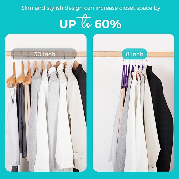 HOUSE DAY Premium Velvet Hangers 50 Pack, Non-Slip Flocked Felt Hangers - Image 4