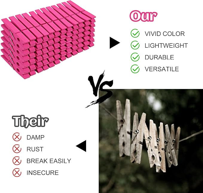 Phinus 72 Pcs Wooden Clothes Pins, 2.9 Inch Clothes Pins - Image 4