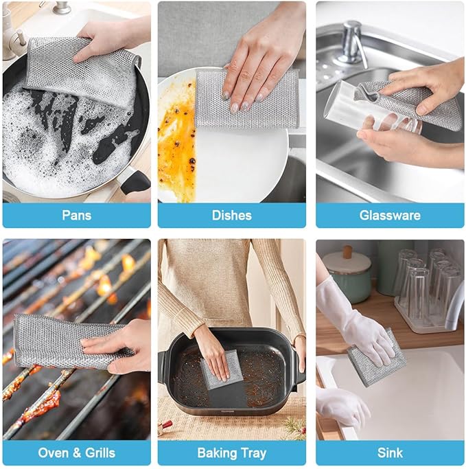 AIDEA Non Scratch Wire Dishcloth 24PK, Wire Dishwashing Rag - Image 7