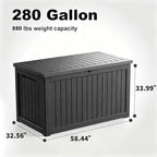 DRATO 280 Gallon Deck Box, Outdoor Large Waterproof Resin Storage Box with Lockable Lid for Patio Cushions, Gardening Tools（Black，280 Gallon） - Image 2
