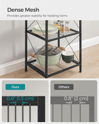 SONGMICS 5-Tier Metal Storage Rack, Shelving Unit with X Side Frames, Dense Mesh, 12.6 x 15.7 x 57.3 Inches, for Entryway, Kitchen, Living Room, Bathroom, Industrial Style, Ink Black UBSC145B01 - Image 5