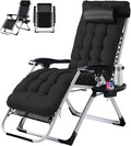 VINGLI Padded Zero Gravity Chair, Lounge Chair with Removable Cushion & Tray， Folding Reclining Patio Chairs， Recliner Chair for Lawn，Indoor Outdoor-Black by VINGLI