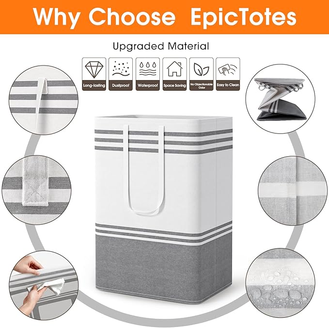 4 Pack Large Laundry Baskets, Laundry Hampers, Freestanding Waterproof - Image 4