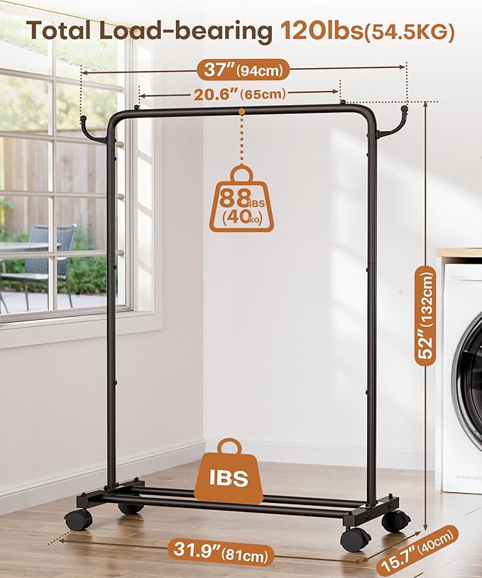 Homde Rolling Clothes Rack - Image 2