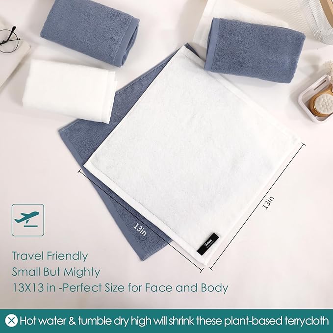 Wash Cloths 12 Pack, 13x13 inch Large Face Towel on Sensitive Skin, Super Soft - Image 6