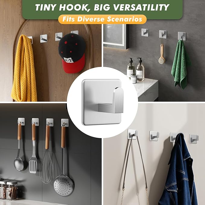 Auxmir Adhesive Hooks 15lb Towel Hooks, 5 Pack No Drilling Damage Free Wall - Image 4