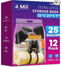 25 Gallon Extra Large Storage Bags 35”x 24”Resealable Clear Bags by FURWEY