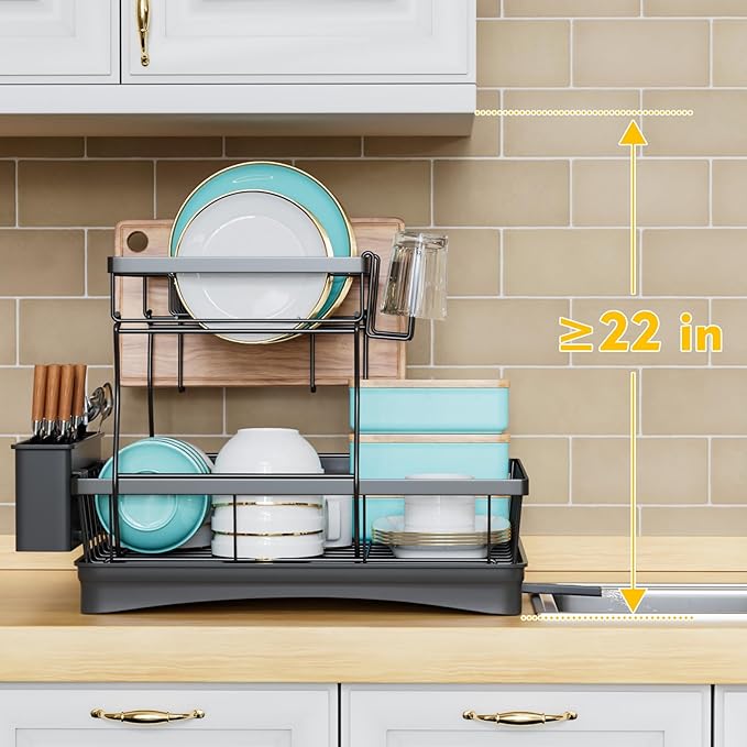7 code Large Dish Drying Rack for Kitchen Counter, Detachable Large Capacity - Image 7
