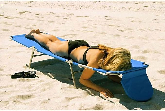 Ostrich Beach Lounge Chair, Folding & Reclining Outdoor Chaise Lounger, Blue - Portable Adjustable Recliner Chair for Lawn, Pool, Patio, Garden, and Yard - Image 5