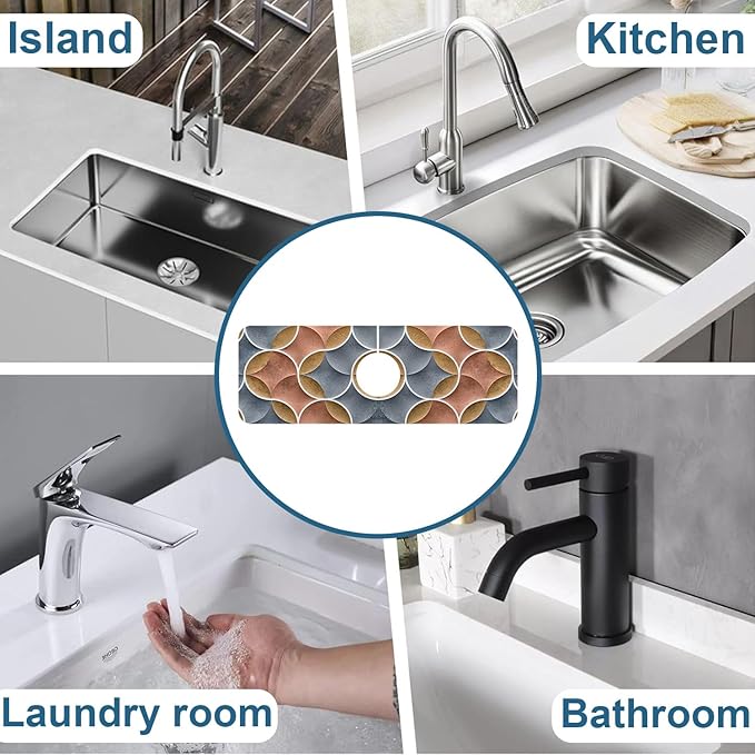 Geometric Printing Sink Faucet Absorbing Mat Ceramic Tile Texture Super - Image 7