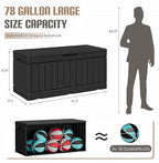 JUMMICO 78 Gallon Outdoor Deck Box Large Resin Storage Box for Patio Furniture Cushions and Garden Tools (Black) - Image 5