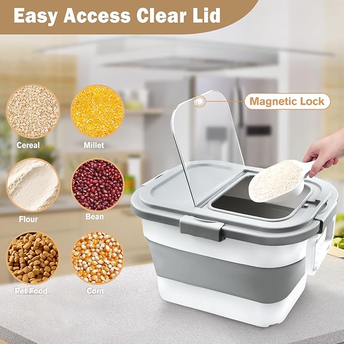 Rice Storage Container, Collapsible Airtight Food Storage Containers 6-20 Lbs - Image 5