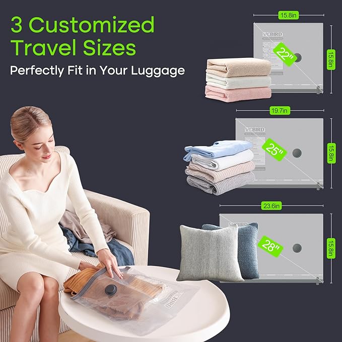 9 Pack Travel Vacuum Storage Bags - Image 3