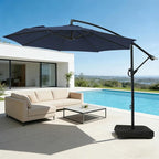 wikiwiki 10ft Patio Umbrella with Base Included, Outdoor Offset Cantilever Umbrella with Sandbag Base for Backyard, Garden and Pool, Easy to Tilt and Crank, Navy Blue - Image 9