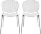 2xhome Set of 2 Patio Dining Chairs | Modern Stackable Outdoor Pool Side Chair | Weather Resistant Plastic for Yard, Porch, Balcony, Kitchen, White by 2xhome