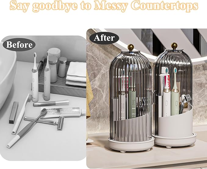 Toothbrush Holders with Cover, Drainage Rotating Electric Toothbrush Organizer - Image 6