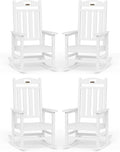 Oversized Rocking Chairs Outdoor Set of 4, High Back Porch Rocking Chair, HDPE All Weather Resistant Patio Chairs, 380lbs Weight Capacity, White by Suunyn