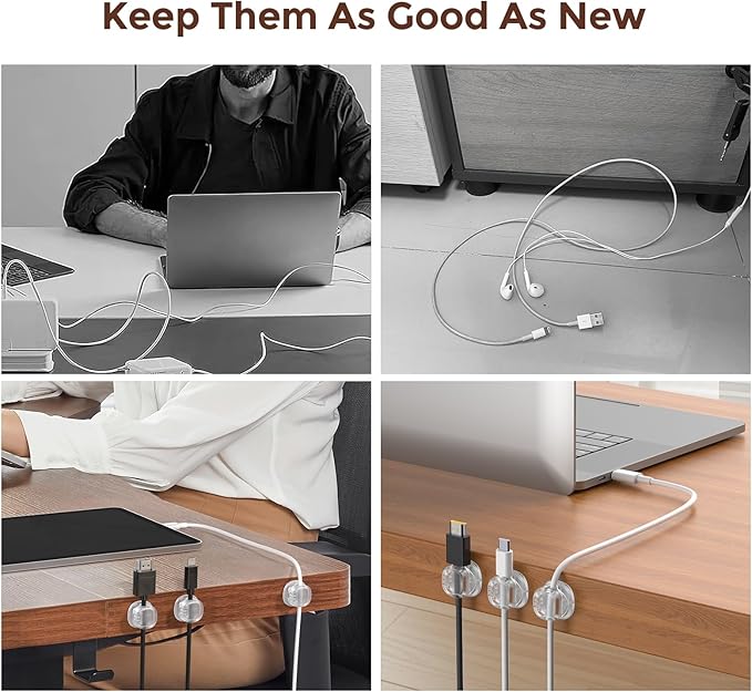 AhaStyle Spring Cable Organizer 6 Pack Cord Cable Holders Clips Strong Adhesive - Image 5