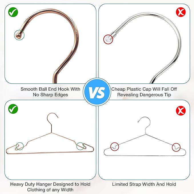 Heavy Duty Metal Hangers with Unique Hook Design Durable & Sturdy Coat Hangers - Image 5