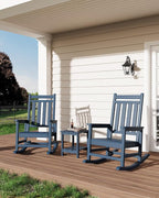 GarveeLife Poly Lumber Rocking Chair Outdoor - HDPE High Back Porch Rocker Chairs for Adults - All Weather Resistant Furniture for Patio - Navy Blue - Image 7