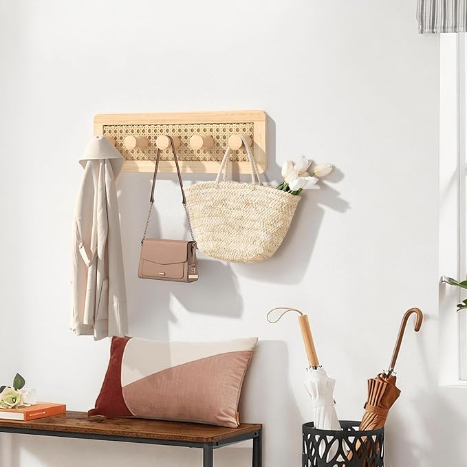 Homode Wooden Wall Hooks, Wall Mounted Coat Rack - Image 2