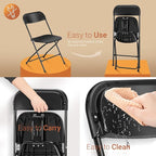 VINGLI 5 Pack Black Plastic Folding Chair, Indoor Outdoor Portable Stackable Commercial Seat with Steel Frame 350lb. Capacity for Events Office Wedding Party Picnic Kitchen Dining - Image 3