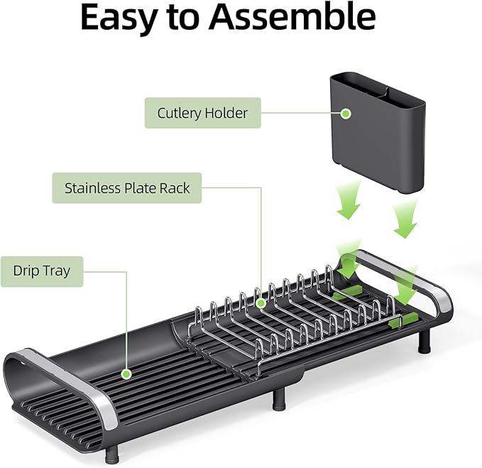 Small Dish Drying Rack, Mini Expandable Compact Dish Rack, Slim Extendable - Image 7