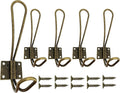 Wire Coat Hooks Heavy Duty, 5 Pack Vintage Wall Hooks Double Metal Hangers by Mokife