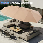 SUPERJARE 13FT Outdoor Umbrella for Patio, Double sided Pool Umbrellas with Fade Resistant Canopy, Large Table Umbrella for Deck, Market, Backyard - Beige - Image 4