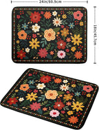 Boho Floral Dish Drying Mat 18x24 Inch Colorful Flower Dishes Dry Mats - Image 2