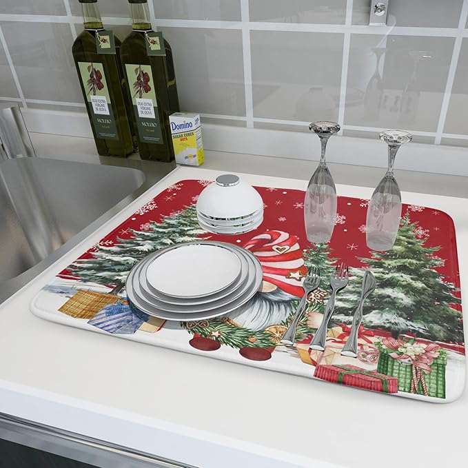 Christmas Dish Drying Mat for Kitchen Counter, Merry Christmas Dish Drying Mat - Image 6