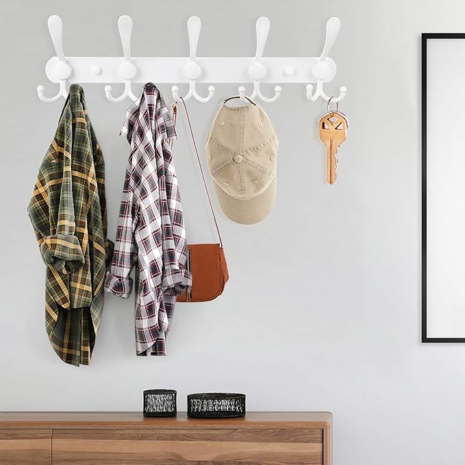 Wall Mounted Coat Rack, 2 Packs 15 Hooks Stainless Steel Coat Hook Rail - Image 6