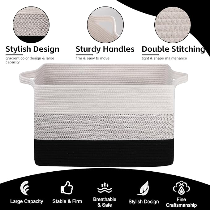 OIAHOMY Extra Large Blanket Basket, 95L Cotton Rope Woven Laundry Basket - Image 6