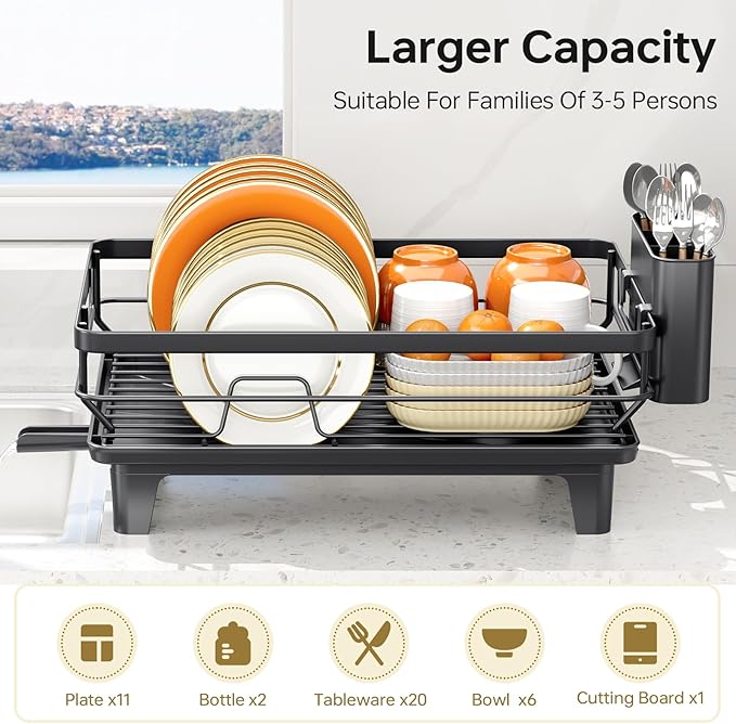TOOLF Space-Saving Dish Drying Rack, Sink Dish Drainer Rack, Dishes Strainer - Image 4