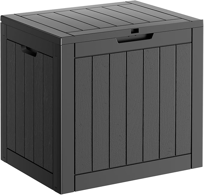 31 Gallon Resin Deck Box, Lockable Patio Outdoor Storage Box for Furniture, Garden Tools and Tools Storage, Waterproof Outside Storage Boxes - Black by OutdoorLivingPerfected