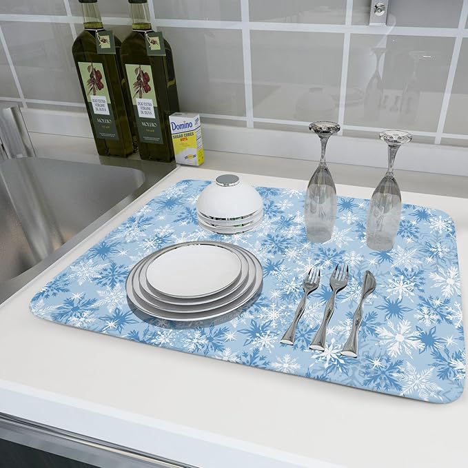 Winter Snowflake Dish Drying Mat - Image 5