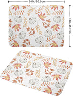 Fall Dish Drying Mat for Kitchen Counter Autumn White Pumpkins Maple Leaves - Image 2
