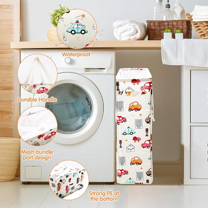 Odonata Slim Laundry Hamper Handles Collapsible Laundry Basket Thin Dirty - Image 6