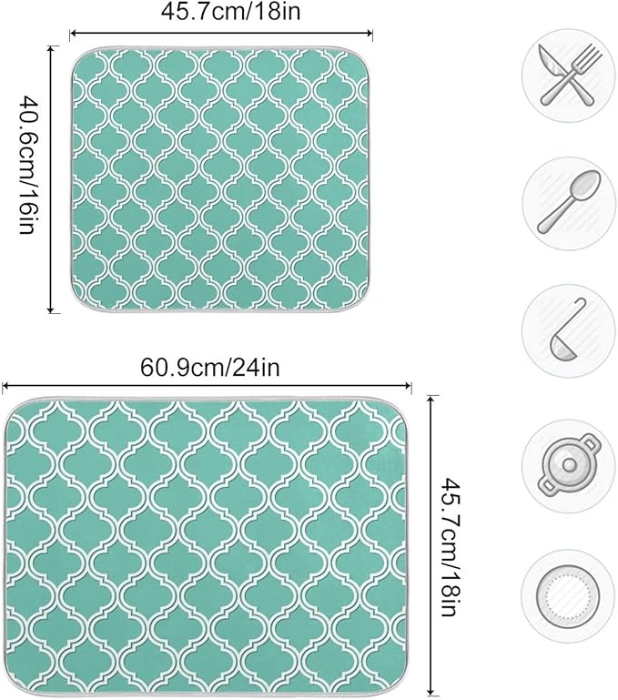 Super Absorbent Dish Drying Mat, Microfiber Fast-Drying Dish Mat, Kitchen Dish - Image 3
