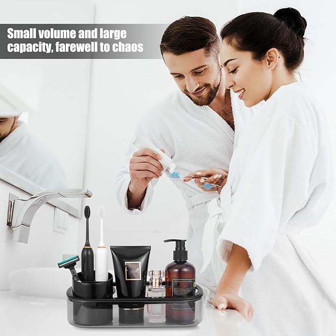 Black Toothbrush Holder for Bathroom, Detactable Bathroom Tray for Men - Image 5