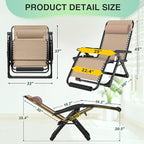 Suteck Oversized Zero Gravity Chair, 29In XL Outdoor Recliner Chair w/Removable Cushion&Headrest, Camping Lounge Chair w/Upgraded Lock&Footrest, Reclining Patio Chairs for Indoor Outdoor,500LBS - Image 2