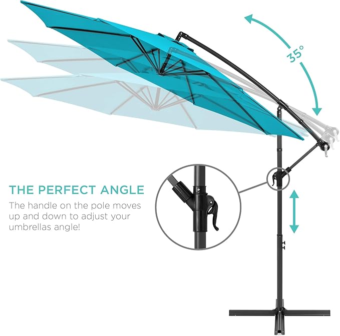 Best Choice Products 10ft Offset Cantilever Hanging Market Patio Umbrella, 8 Sturdy Ribs, Easy Adjustment - Sky Blue - Image 4