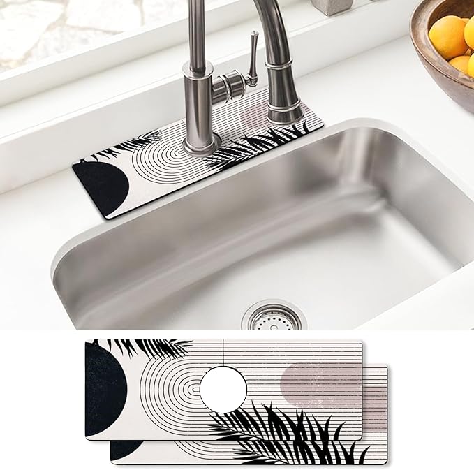 Sink Faucet Absorbing Mat, 2 Pack Drying Mat Around Faucet Sink Splash Guard by BathtubMat
