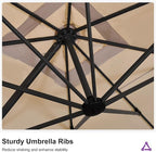 PURPLE LEAF 11.5' X 11.5' Telescopic Patio Umbrella with Base Included Lifting Cantilever Offset Square Large Umbrella for Pool Outdoor Patio Deck Garden Beige - Image 8