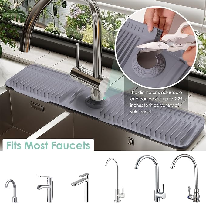 24 Inch Silicone Faucet Mat for Kitchen Sink Splash Guard - Image 5