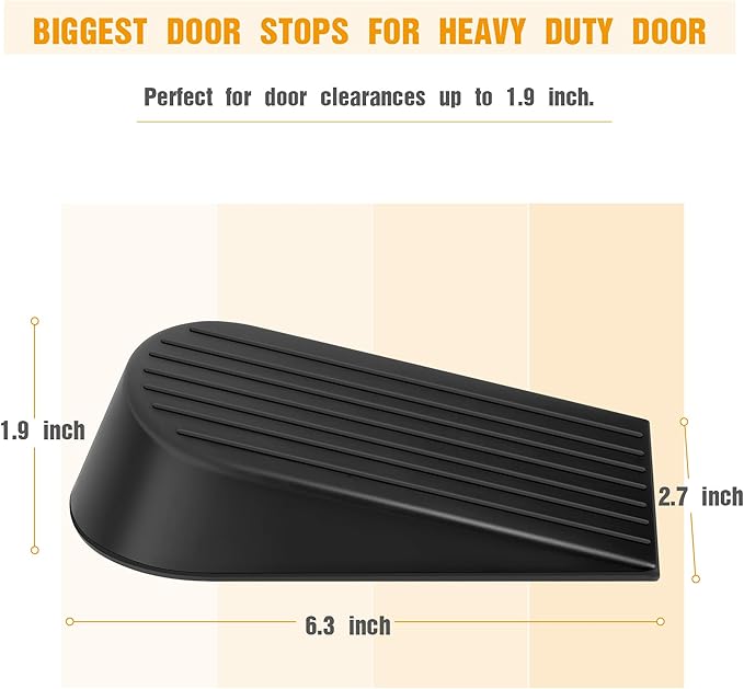 2 Pack Black Extra Large Door Stopper, High 1.9 Inches Big Door Stop - Image 2