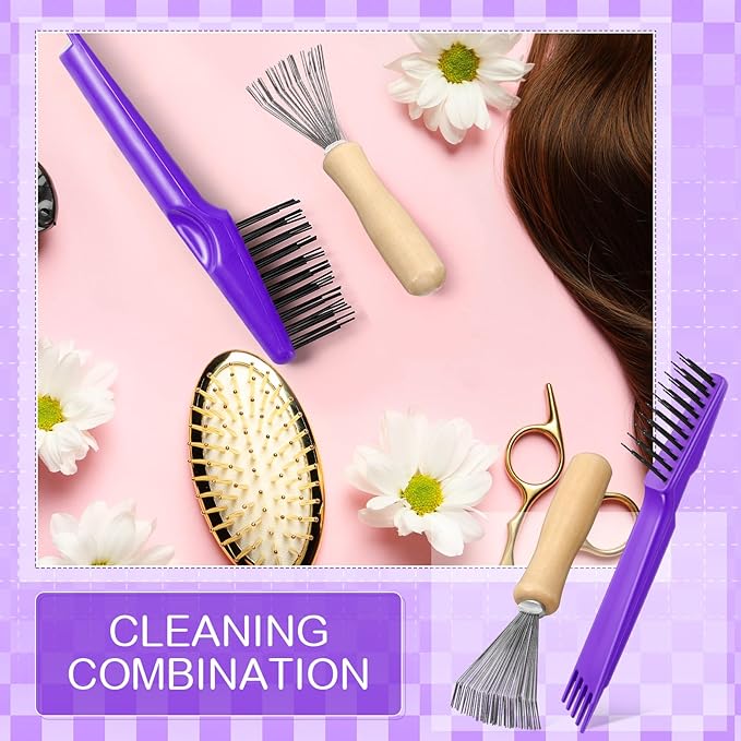 Boao 2 Pieces Hair Brush Cleaning Tool Comb Cleaner Brush Mini Comb Cleaning - Image 2